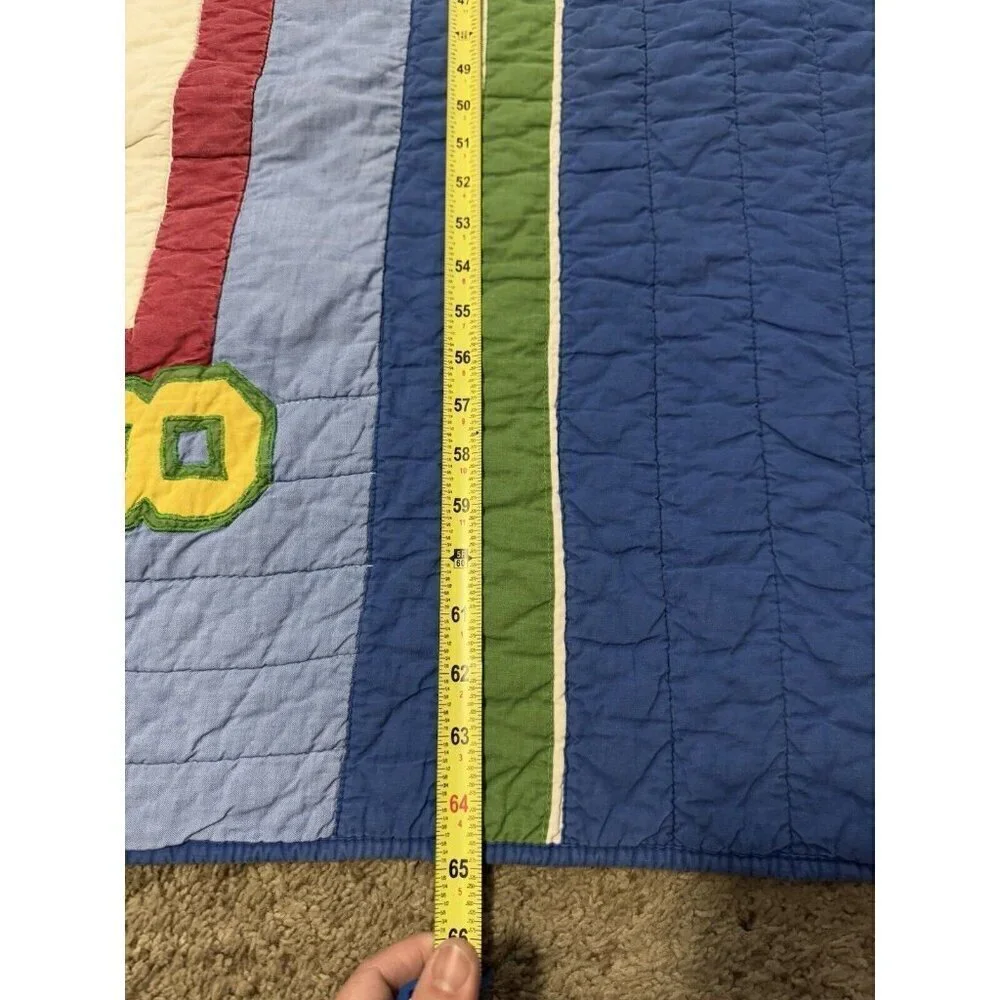 Patchwork Sports Quilt Comforter Bedding Cotton Blue Multicolor Twin 65x83 Youth